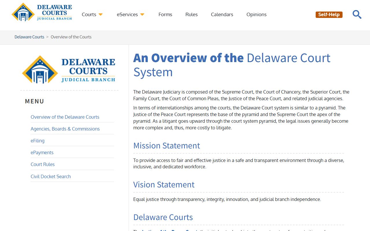 Sussex County court records - Delaware Judiciary overview page