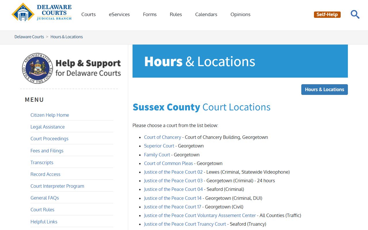 Sussex County court records - Sussex court locations directory