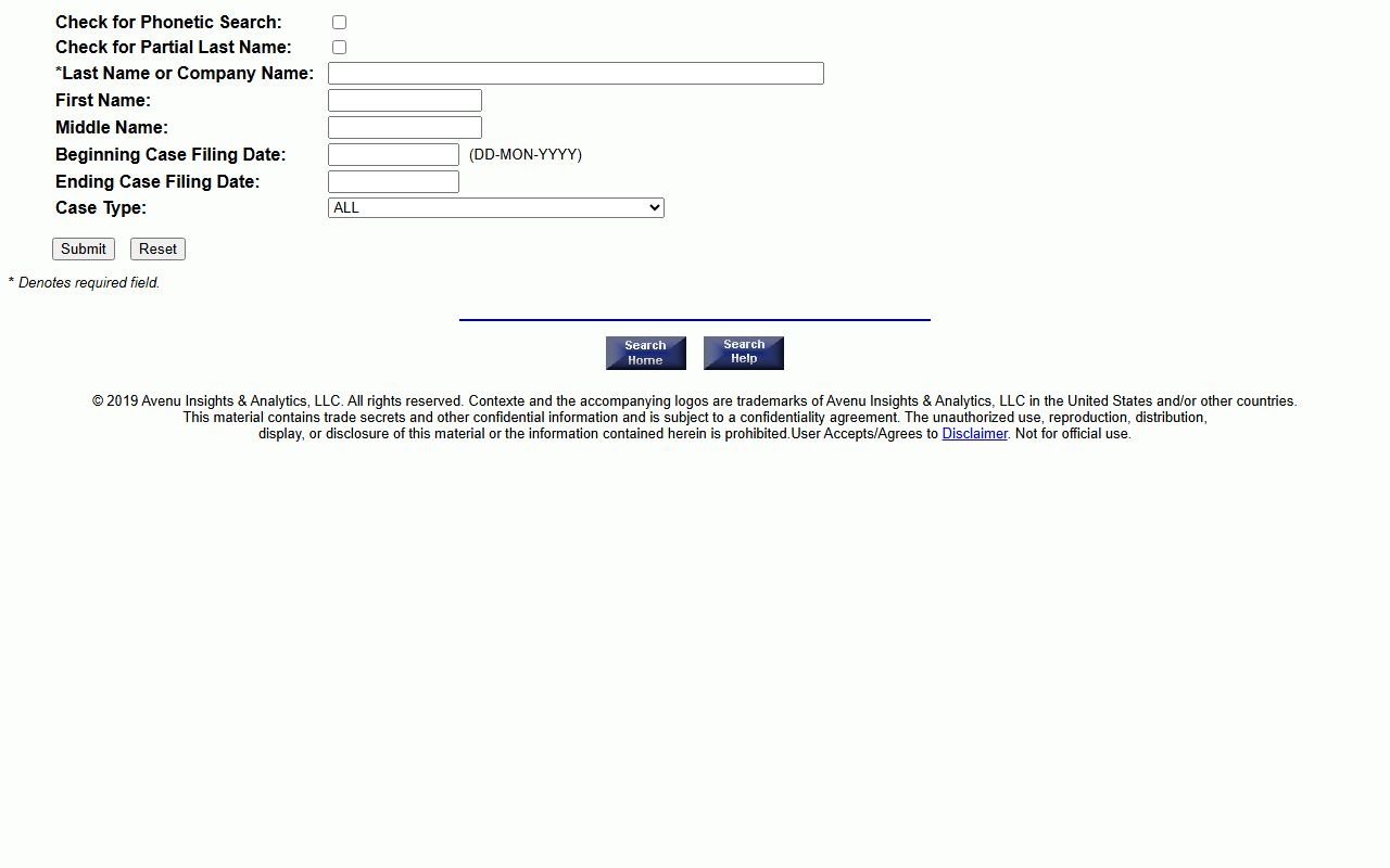 Sussex County court records - CourtConnect person and case search form
