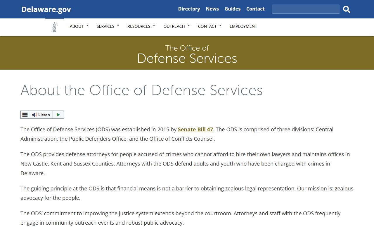 Sussex County Clerk of the Peace - Office of Defense Services about
