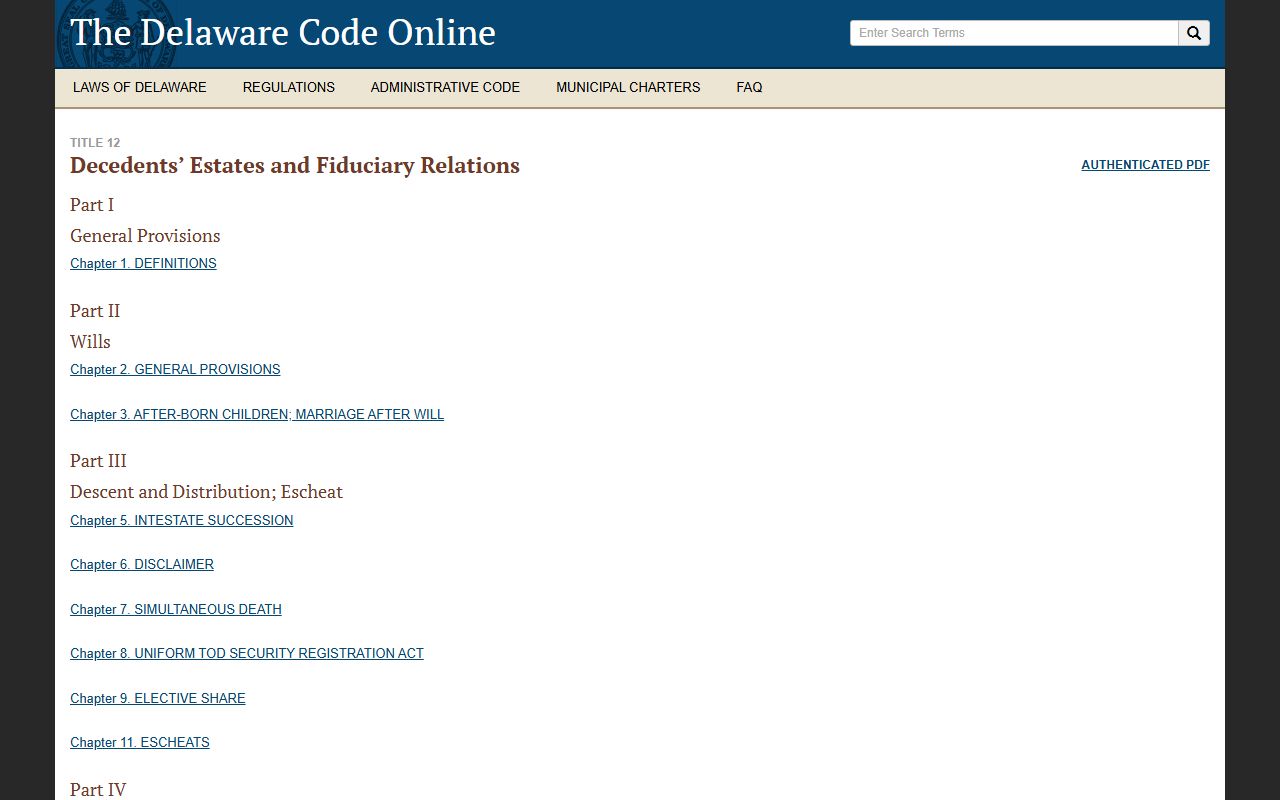 Sussex County Probate Records - Delaware Code Title 12