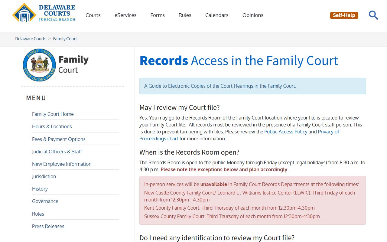 Sussex County Prothonotary - Family Court records access