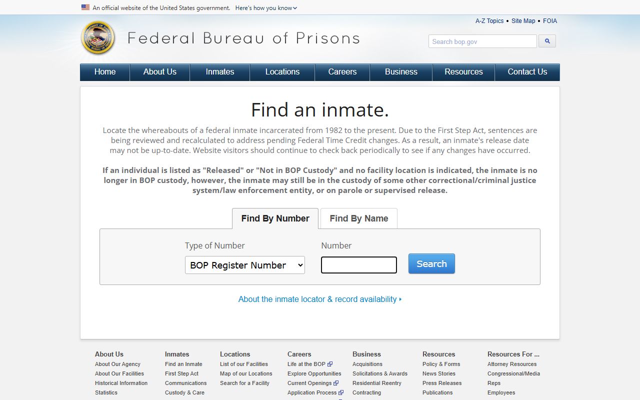 Sussex County federal warrant context through BOP inmate locator